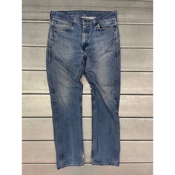 Levis 513 Jeans Mens 32X30 Blue Medium Wash Denim Straight Leg - Picture 1 of 16